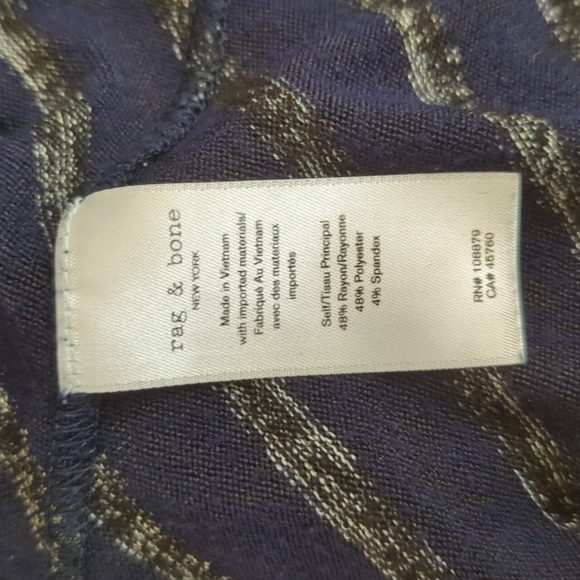 Rag & Bone Striped Hudson Vee Long Sleeve Tee Size Small - Picture 9 of 9